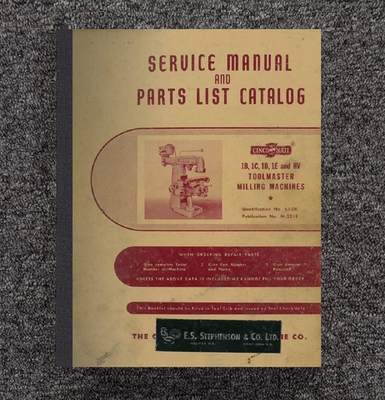 #ad 1B 1C 1D TOOLMASTER MILLING MACHINES SERVICE amp; PARTS MANUAL FITS CINCINNATI 2318 $19.97
