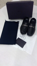 PRADA Men's Size 9.5 USA Saffiano Leather Driving Loafers Shoes Black EXC IN BOX