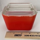 Vintage PYREX Red Refrigerator Glass Dish with Lid — photo 1