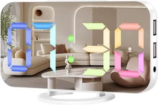 LED Digital Alarm Clock with USB Ports, Adjustable Brightness, Modern Design