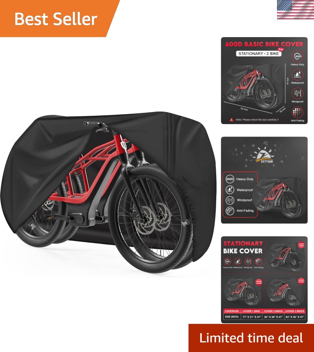 Bike Cover for 2 Bikes - 600D Bike Covers Outdoor Storage Waterproof & Heavy ...