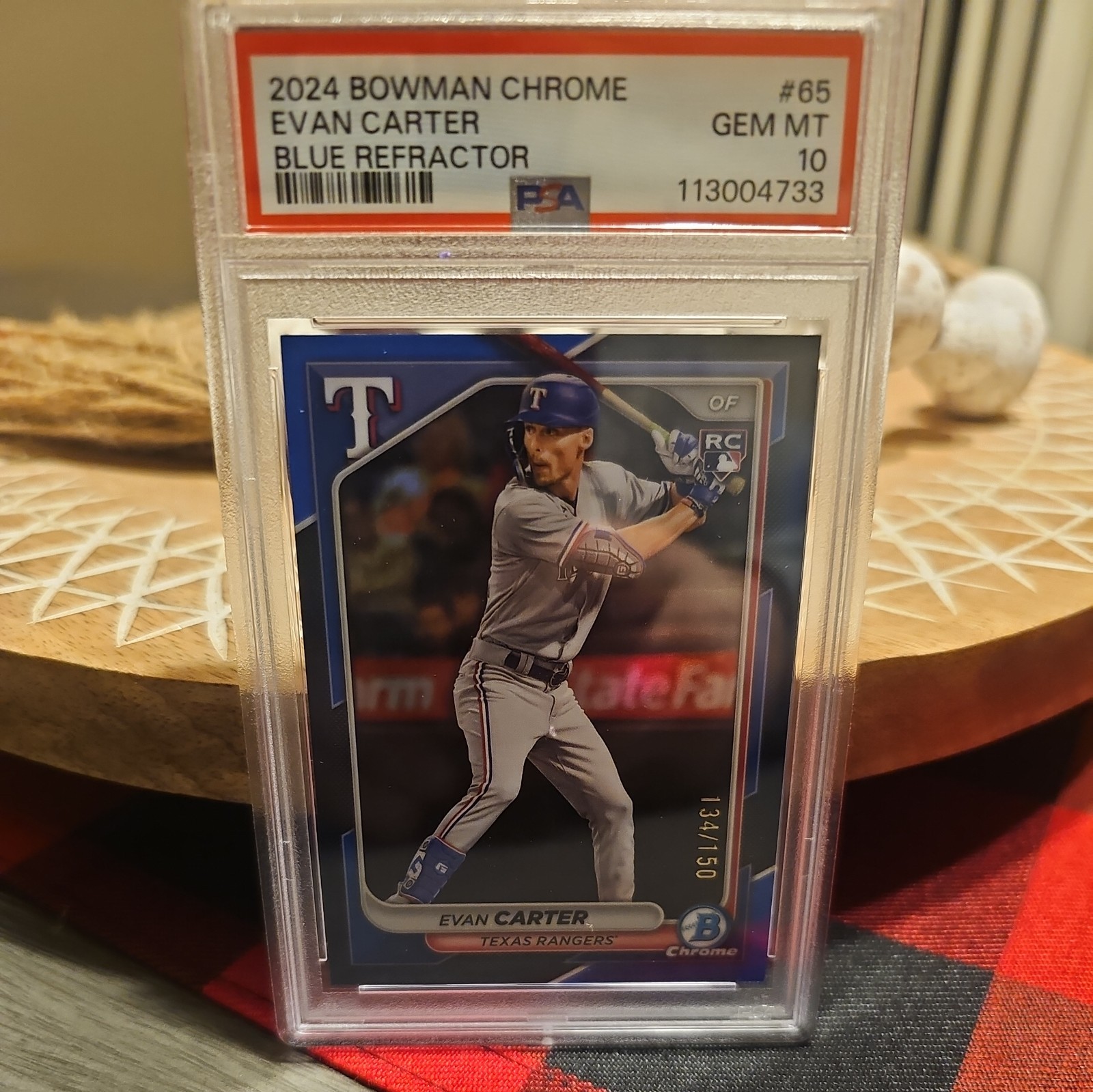 2024 Bowman Chrome Evan Carter - Blue Refractor /150 PSA Gem Mint 10