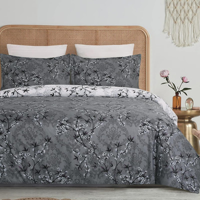 Soft Bedding Duvet Cover Set with Zipper Closure and Corner Ties, Branch Floral 