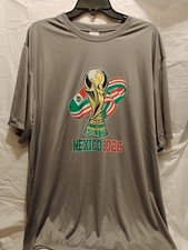 Hanes Cool DRI Mexico World Cup Soccer Fan T-Shirt Gray Green Red White Gold XL