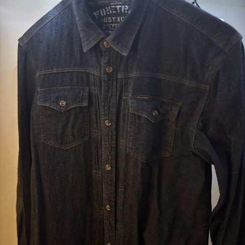 Mens Firetrap 100% Cotton Dark Blue Long Sleeve Denim Shirt Size Large. - Picture 15 of 15