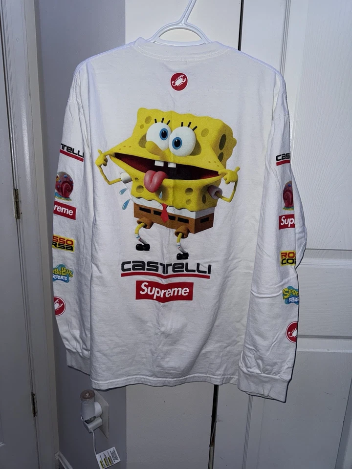 Supreme SpongeBob SquarePants Castelli Racing Long Sleeve Tee White XL - Image 2 of 3