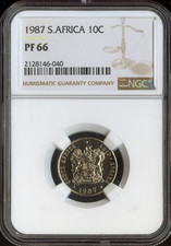 1987 South Africa 10 Cents NGC PF66 Quality
