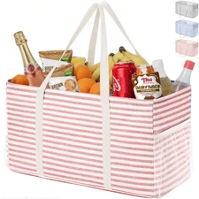 Lifewit Extra Large Tote Bag, Reusable Grocery Bags with Metal Wire Frame