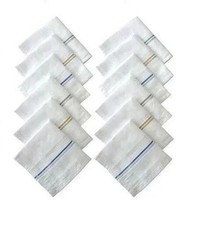Pack of 12 Handkerchiefs Mens White Plain Hankies Hanky Cotton Hankerchief Cloth