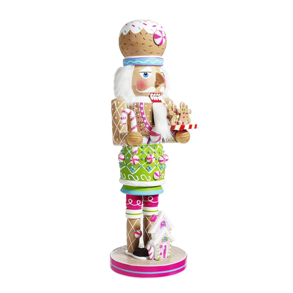 16" Gingerbread Pink House Nutcracker - Image 2 of 4