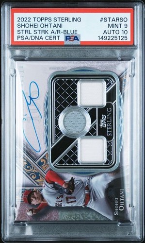 SHOHEI OHTANI 2022 Topps Sterling Strikes AUTO RELIC BLUE #06/10 Graded PSA 9/10