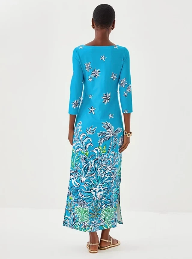 Nuevo con etiquetas Maxi Vestido Lilly Pulitzer UPF 50+ Seralina Tánger Teal Safari Social, Talla. Foto 2 de 4