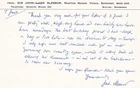 Letter Card Signed by MRAF Sir John Cotesworth Slessor, WW1 Veteran Pilot