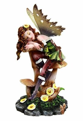 Ebros Gift Daisy Mushroom Cottage Garden Fairy Daydreaming Figurine 5.25''Tall