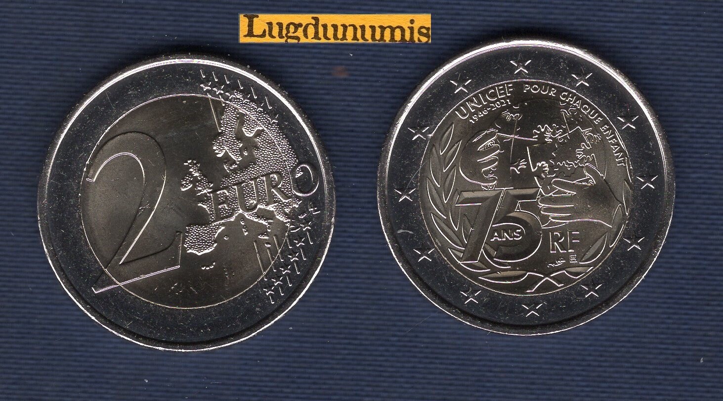 Pièce 2 Euro Unicef 75 Ans 1946 2021 Valeur 2 euro Commémo France 2021 75 Ans de L'UNICEF | eBay