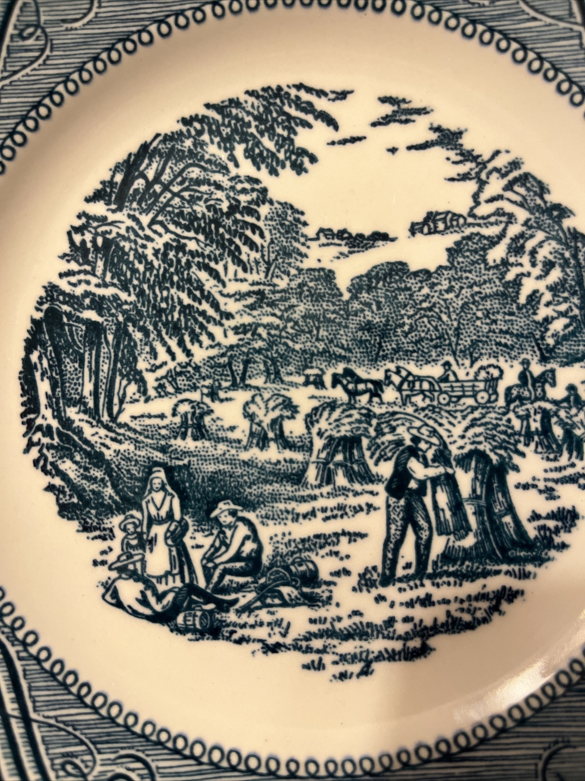Currier & Ives 61/4" Bread Butter Salad Plates Harvest Wheat Scene