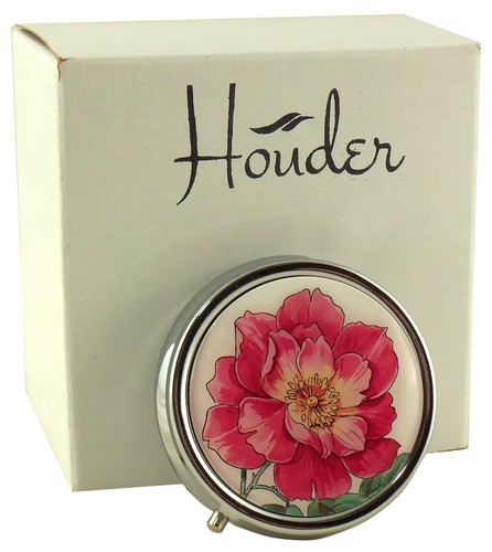 Caja de píldoras para bolso estuche de píldoras decorativas con soporte de flores rosa como nuevo vitamina metal - Imagen 5 de 6