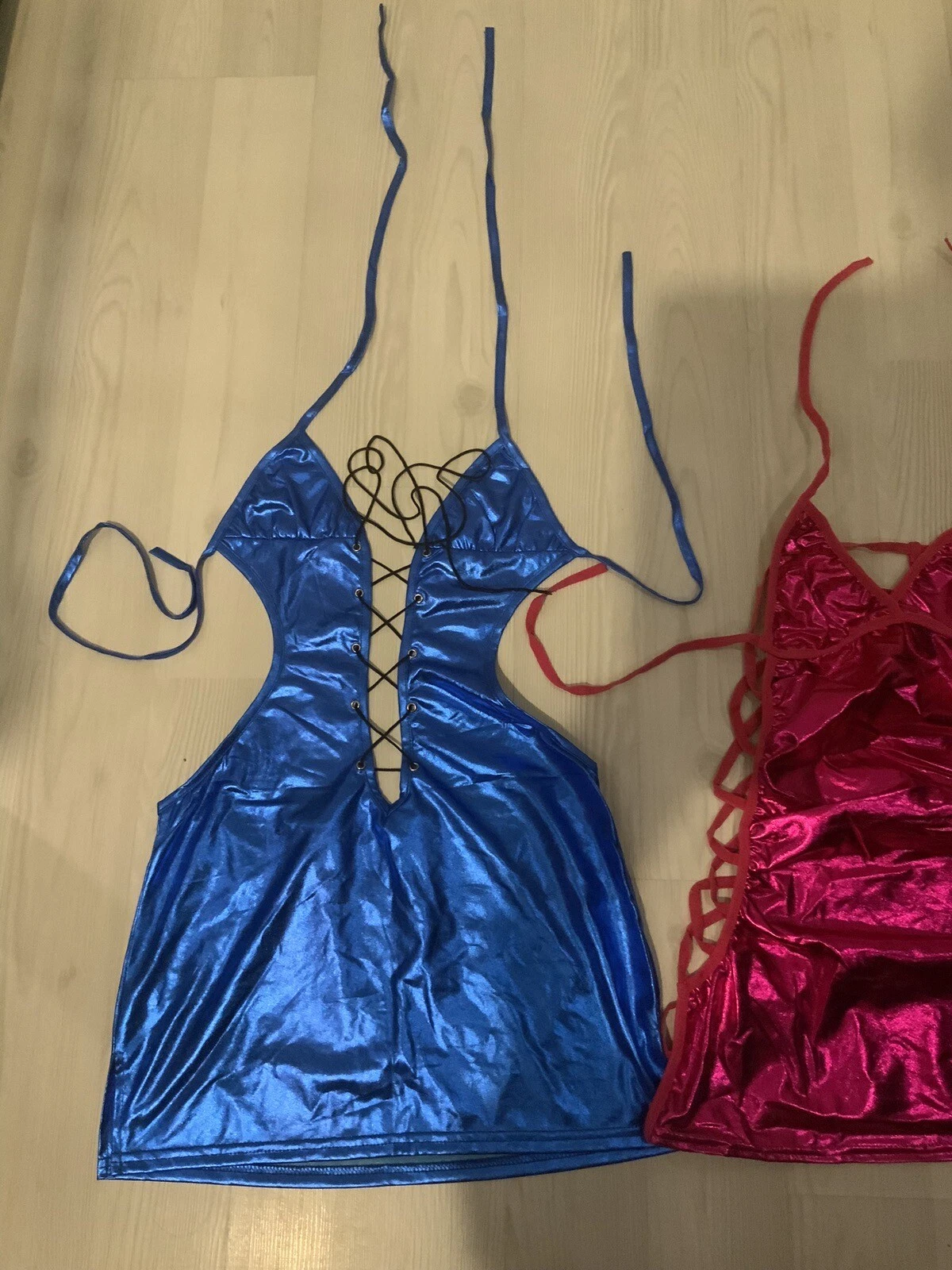 Mini abito aderente babydoll rosa caldo sexy San Valentino X2