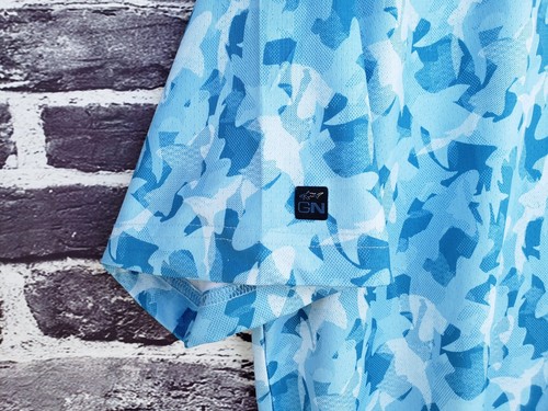 🔥 Greg Norman Blue Sharks Pattern Golf Polo Shirt Men's Large L ML75 Stretch - Picture 3 of 7