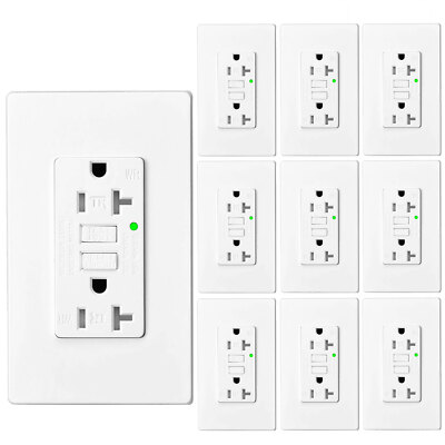 20A/125V Tamper Resistant GFCI Outlet Receptacles LED Indicator ETL Certified×10