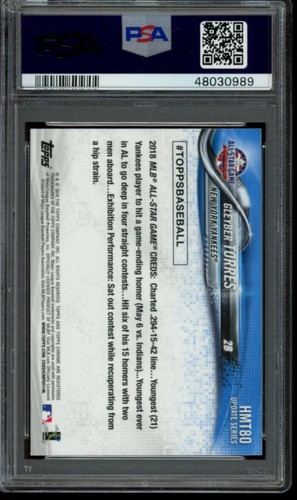 2018 Topps Chrome Update Series Gleyber Torres #HMT80 RC PSA 10 Gem Mint ASG NYY - Picture 2 of 2