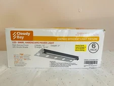 6 Pack Cloudy Bay 12” 12v-15v Vac/DC Low Volt Paver Light 7W 2700k IP65 White