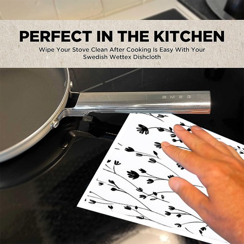 Paños de cocina suecos para cocina patrón floral trapo paño de limpieza reutilizable 6 piezas - Imagen 8 de 10