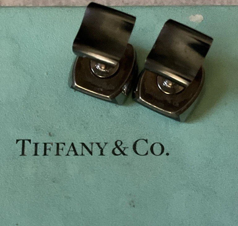 Tiffany & Co 1837 Square Cufflinks in Black Titanium and Sterling Silver - Image 4 of 4