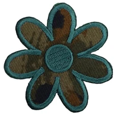 Camo Daisy Applique Patch - Camouflage Flower Embroidered Badge 2" (Iron on)