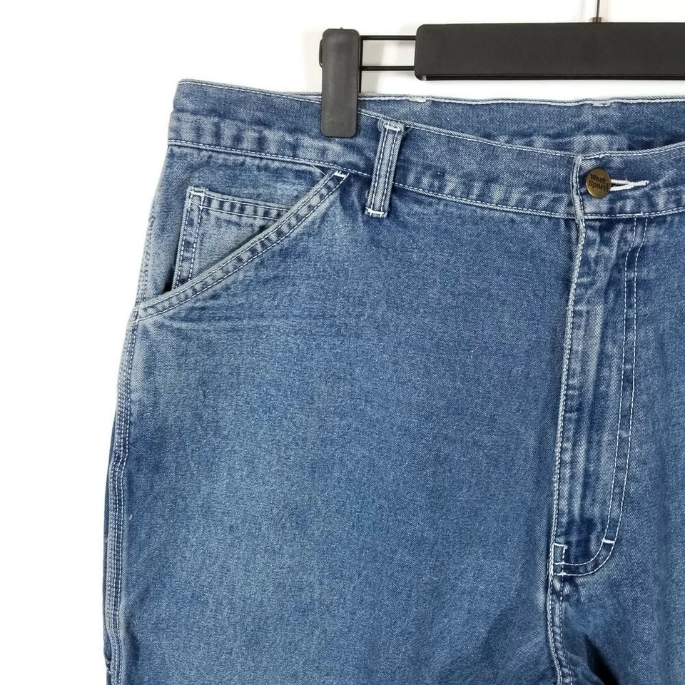 Work n' Sport Carpenter Jeans Mens 40x30 Medium Wash Straight Leg Actual 39x30 - Image 3 of 4