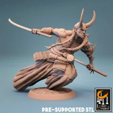Samurai Demon Fighter Miniature D&D DnD Pathfinder RPG
