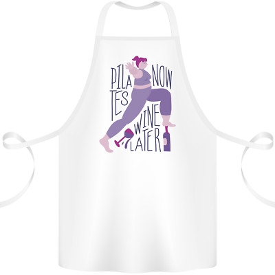 Yoga Pilates Now Wine Later Lustige Alkohol Baumwolle Schürze 100% Bio