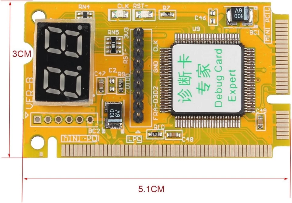 3 In 1 Mini PCI PCI-E LPC PC Laptop Analyzer Tester Diagnostic Post Test Card UK - Image 4 of 4