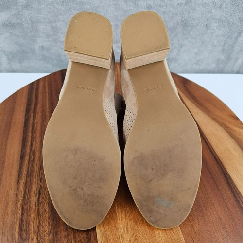 Botines Cole Haan Grand OS Shiloh 9,5 gamuza tostada tacón bloqueado punta abierta perforada - Imagen 11 de 13