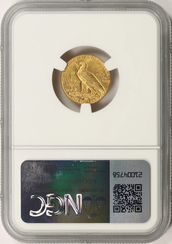 1927 $2.5 Gold Indian Quarter Eagle NGC MS62 - Image 2 of 4
