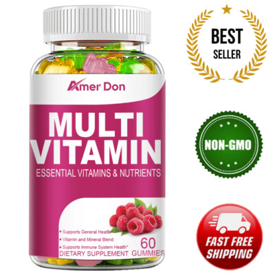 Multivitamin Gummies for Adults Halal with B12 Biotin Gelatin-Free Non-GMO 60ct