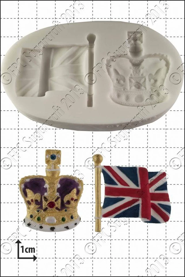 Molde de Silicona Crown & Bandera Comida Uso FPC Pasta de Azúcar - Imagen 1 de 1