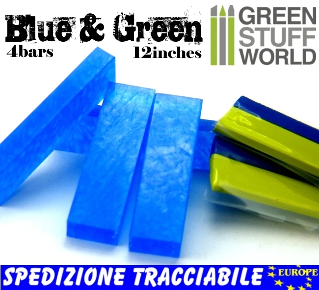 COMBO Blue Stuff + Materia Verde Green Stuff 30cm per fare Stampi e instant mold