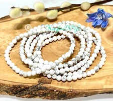 Wholesale Lot 6 Pcs Natural Howlite 4mm 7.5” Crystal Stretch Bracelet