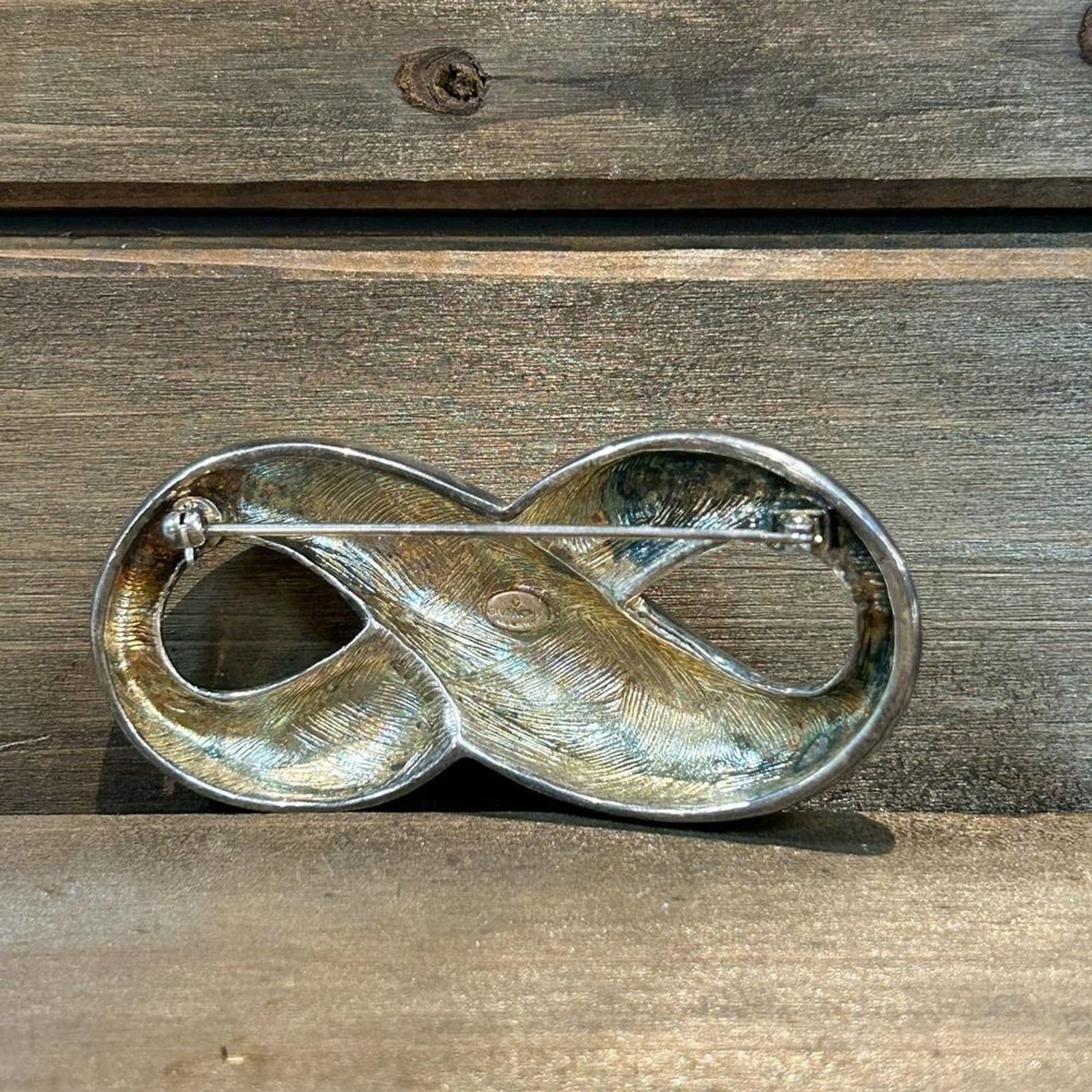 Givenchy Infinity Loop Brooch Silver Tone Ribbon … - image 6