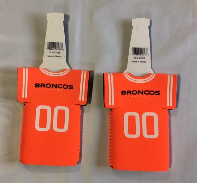 BOX OFFICE 「ORANGE」Made in France Lot of 2 Denver Broncos Bottle Jersey Beer Holder Can Cooler