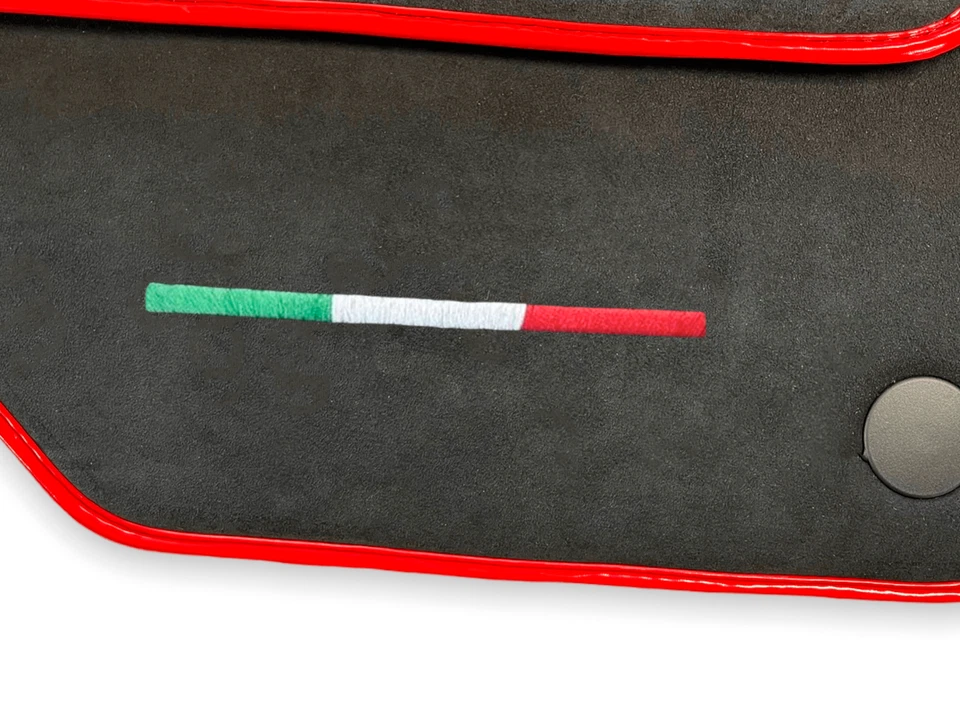 Juego de alfombrillas para Ferrari 458 Spider cuero Alcántara negro AutoWin borde rojo Foto 2 de 3