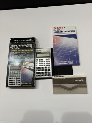 SHARP EL-506A Scientific Calculator W/ Original Box & Booklets -tested new batts