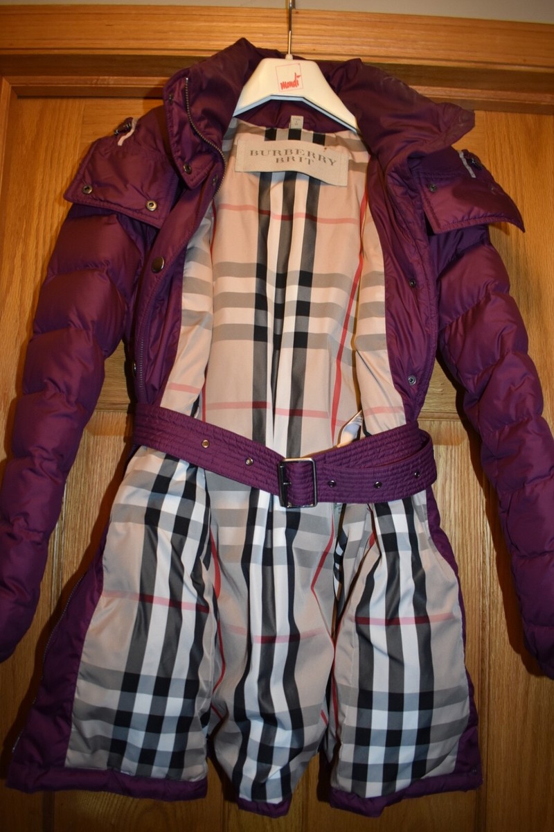 Burberry Brit Purple Puffer Down Coat Jacket Hood Winter Burberry Brit Purple Puffer Down Coat Jacket Hood Winter