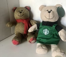 Lot Of 2 STARBUCKS COLLECTOR TEDDY BEARS Christmas 2009 2016 Bearista 10 H