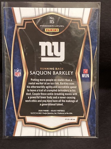Saquon Barkley #115 Silver Prizm Premier Level 2020 Panini Select Football - Bild 2 von 3