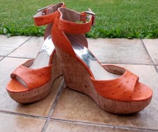 Couture Michael Kors Leather Sandals Platform Wedges Pumps Orange Size 37
