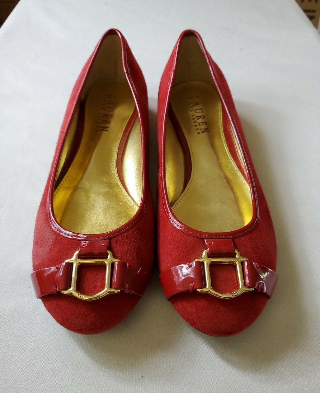 Ralph Lauren Ashton Red Suede Ballet 