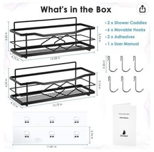 Shower Caddy Shelf Self Adhesive 2-Pack with 6 hooks Bathroom Organizer