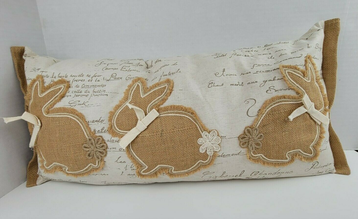burlap bunny pillow